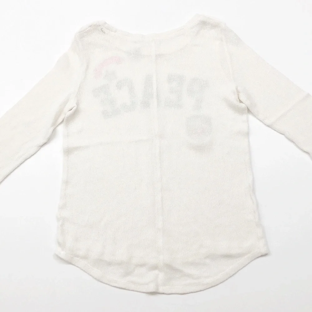 Justice Peace cream knit sweater for girls